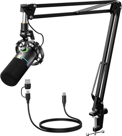 MAONO XLR/USB Dynamic Microphone Kit, RGB Podcast Mic by MAONO