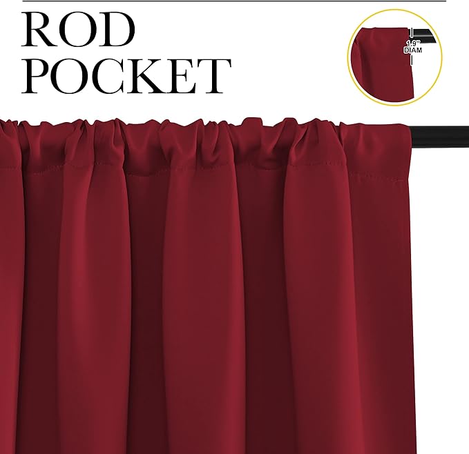 NICETOWN Christmas Burgundy Blackout Curtains and Drapes - Image 3