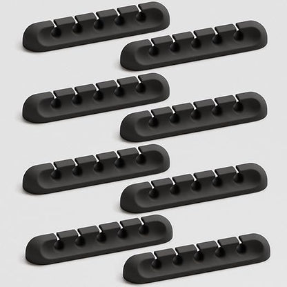USB Cable Organizer Clips Cord Holder, 8 Packs Black Self Adhesive Desk Cord by Apromisith