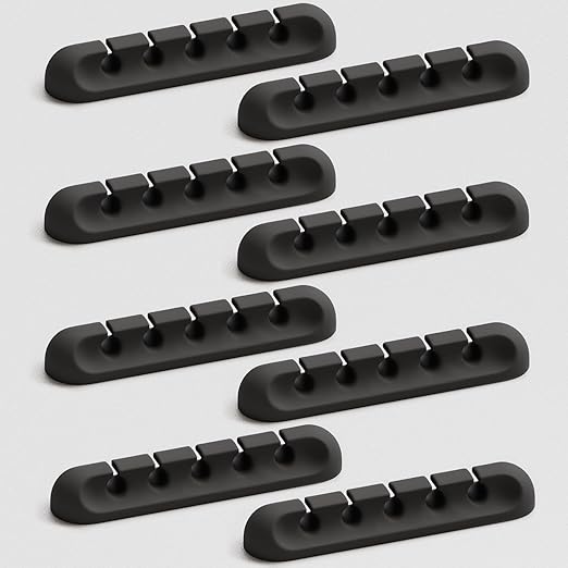 USB Cable Organizer Clips Cord Holder, 8 Packs Black Self Adhesive Desk Cord by Apromisith