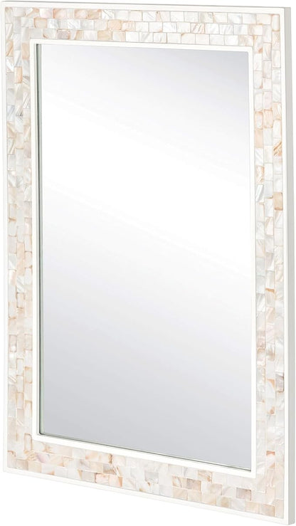 Tanmicoshomy 30 x 48 Inch White Bathroom Mirror, Natural Shell Framed - Image 6