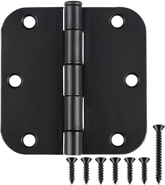 24 Pack Matte Black Door Hinges 3.5 x 3.5 Inch Interior 3 1/2 Inch Door Hinges by TDCHINGES