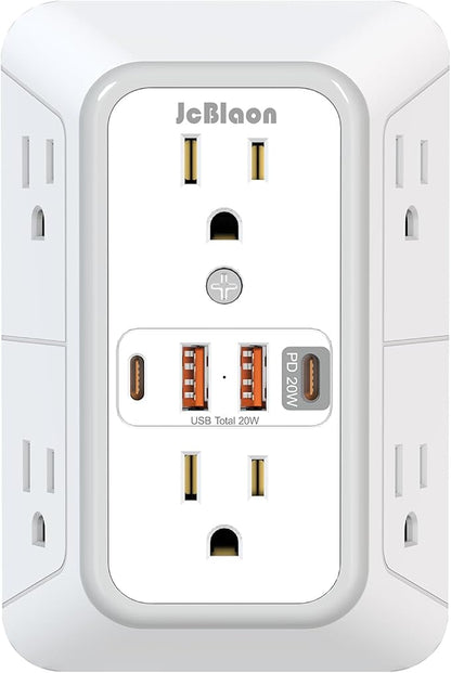 JcBlaon Multi Plug Outlet Surge Protector, Wall Charger by JcBlaon