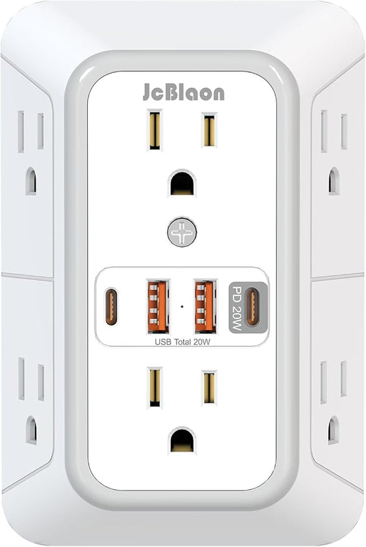 JcBlaon Multi Plug Outlet Surge Protector, Wall Charger by JcBlaon