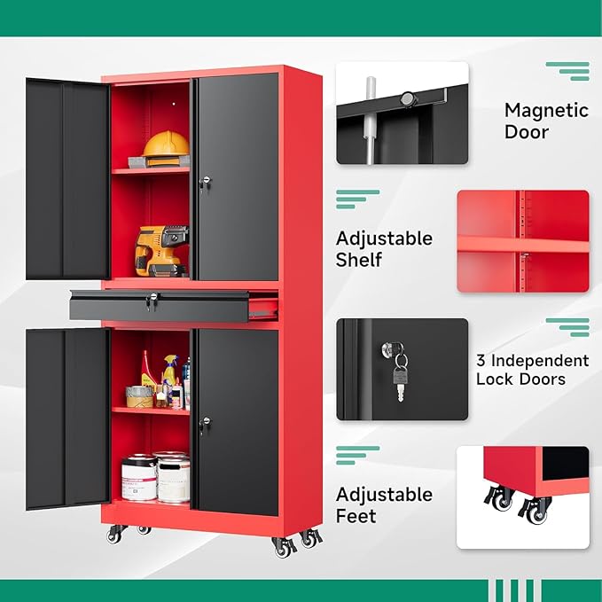 Letaya Metal Garage Storage Cabinet - Image 4