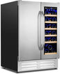 Wine and Beverage Refrigerator, 24 Inch Dual Zone Wine Beverage Cooler by Velieta-SpecialistinFridge