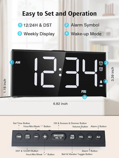 PPLEE Loud Alarm Clock for Heavy Sleepers, Dual Vibrating Alarm Clock - Image 5