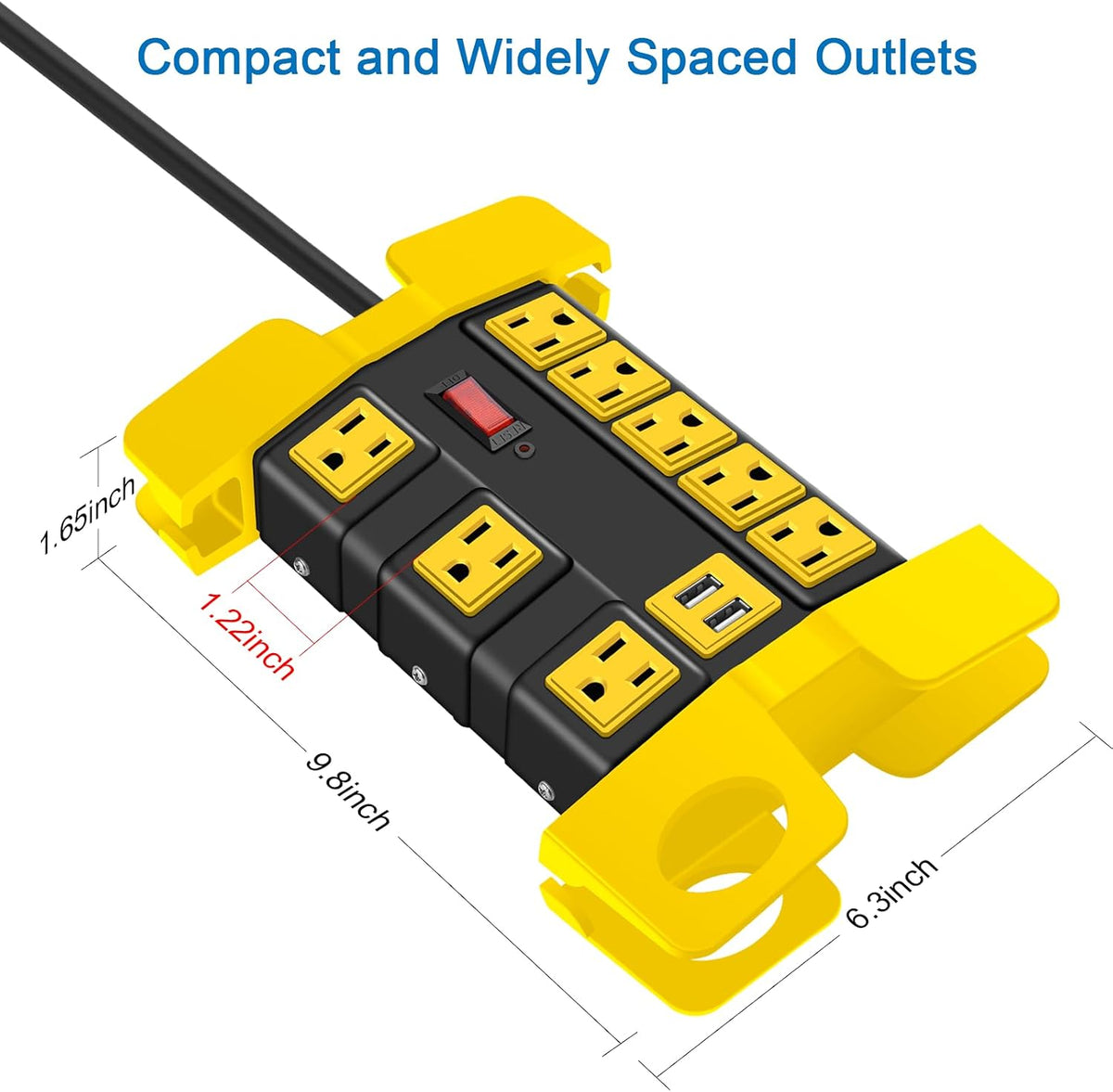 CCCEI Heavy Duty Surge Protector Power Strip with USB. Black, 4ft, 1.