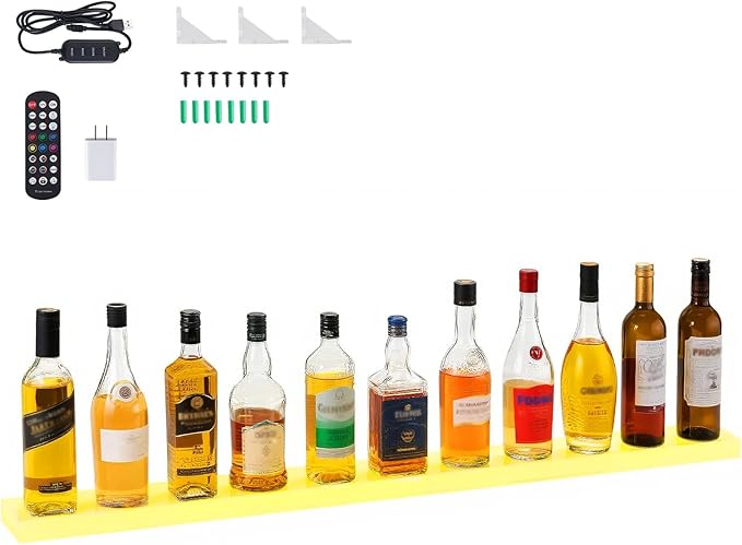 VEVOR LED Lighted Liquor Bottle Display, 1 Tier 48 Inches Whiskey Rack - Image 9