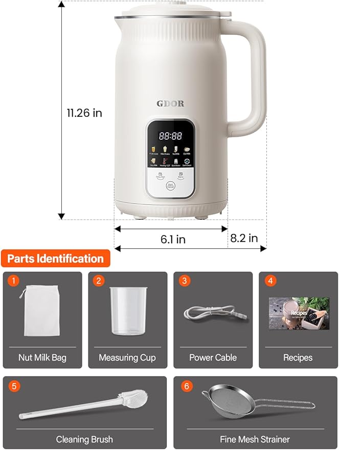 GDOR 35oz Nut Milk Maker, 9-in-1 Plant Milk Machine - Image 8