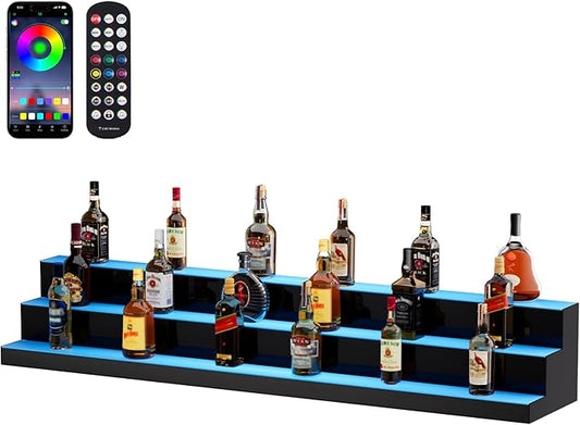 VEVOR LED Lighted Liquor Bottle Display Shelf, 3 Tiers 60 Inches, Supports USB by VEVOR