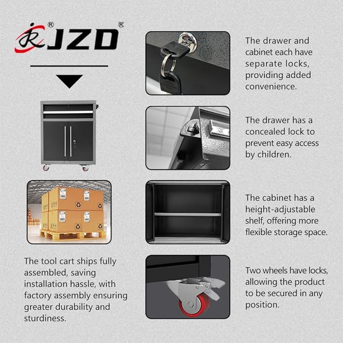 JZD Garage Workbench Set with Wooden Tabletop, - Image 7