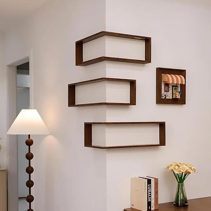 Smart Corner Shelves That Light Up Your Space, Wooden Wall-Mounted Corner Shelf - Image 5