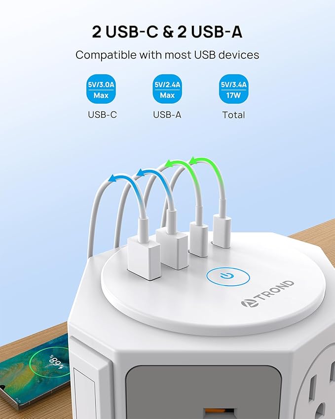 TROND Tower Surge Protector Power Strip - Image 5