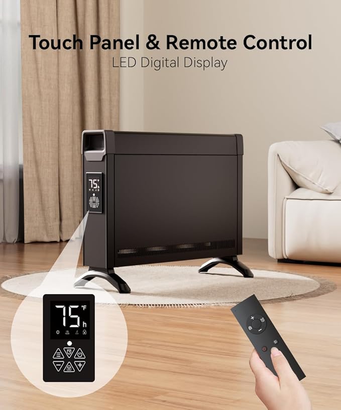 1500W Convection Panel Heater, Electric Space Heaters - Image 4