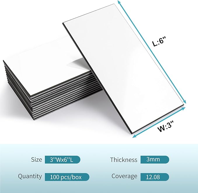Vamos Tile 100-Piece Glossy Pure White Peel and Stick Backsplash Tile, Stick on - Image 6