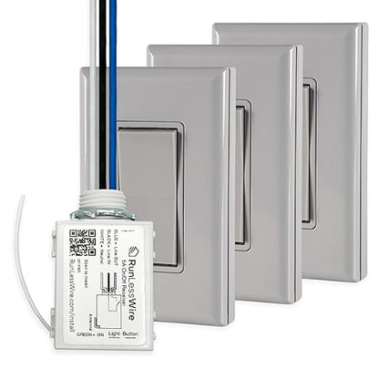 RunLessWire 4-Way Battery-Free DIY Wireless Light Switch Kit 150ft RF Range by RunLessWire