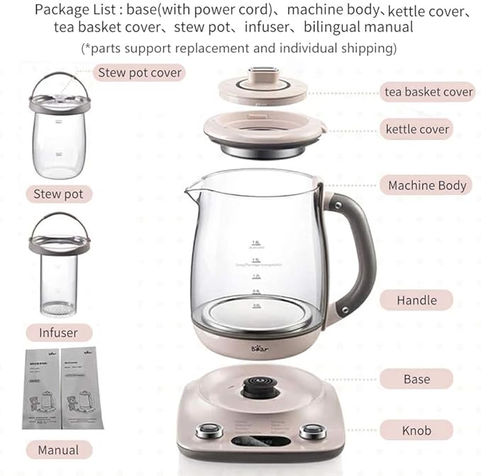Bar 1.8L Health- Care Beverage Tea Maker and Kettle YSH-C18R1, Durable 316 - Image 6