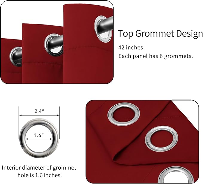 Easy-Going Blackout Curtains for Bedroom, Solid Thermal Insulated Grommet and - Image 4