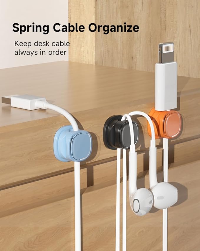 9 Pack Cord Organizer, Spring Cable Management, Adhesive Cute Cable Holder Clips - Image 2