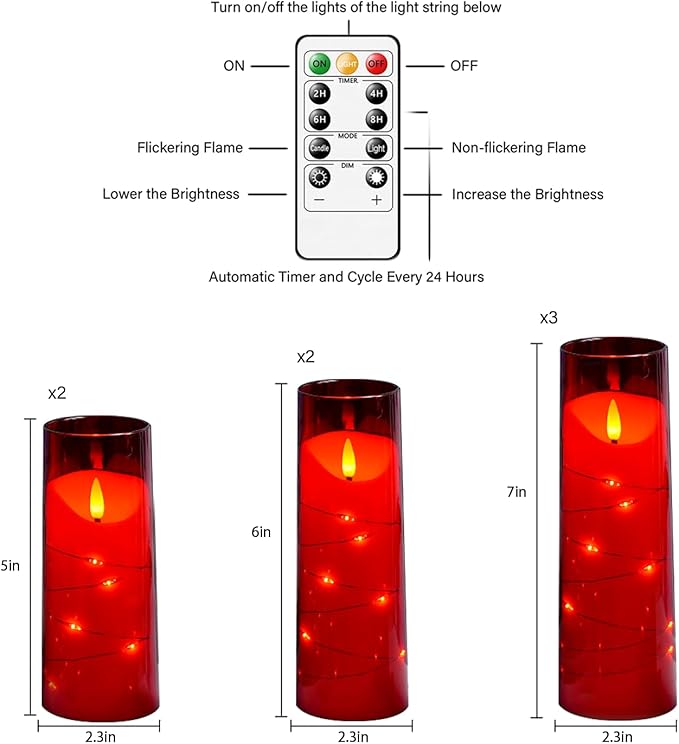 Flameless Candles with Embedded Star String, Battery Operated LED Pillar - Image 2