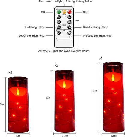 Flameless Candles with Embedded Star String, Battery Operated LED Pillar - Image 2