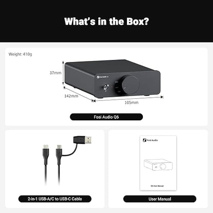Fosi Audio Q6 Mini Desktop DAC, USB C Digital to Analog Audio Converter - Image 8