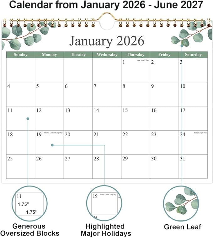 Calendar 2026 - Wall Calendar 2026-2027 from January 2026 to June 2027 - Image 2