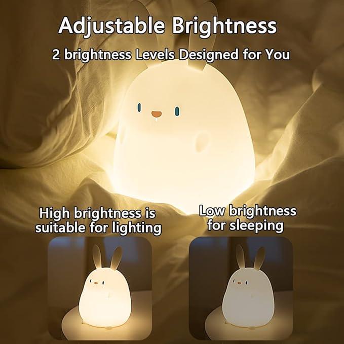 LEDHOLYT LED Cute Rabbit Night Light, Cute Silicone Bunny Lamp and Animal - Image 2