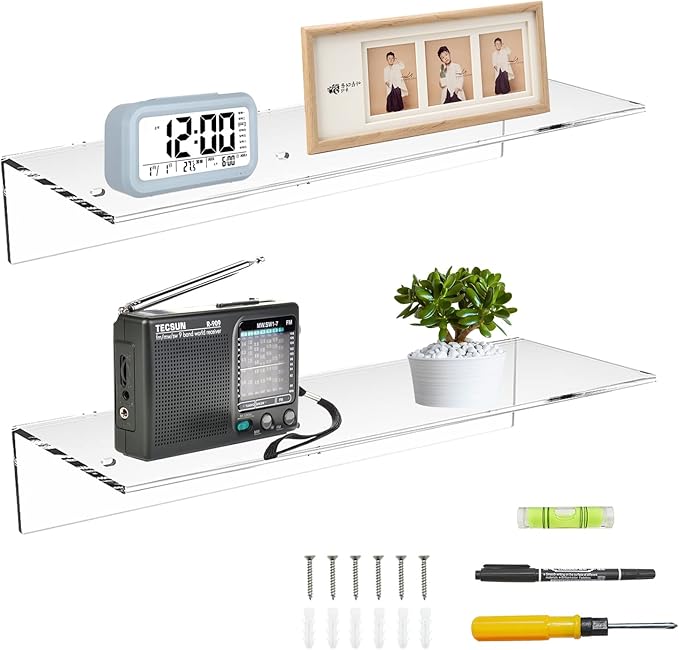 17 Inches Acrylic Shelves, Wall Mounted Shelves by Sezanrpt