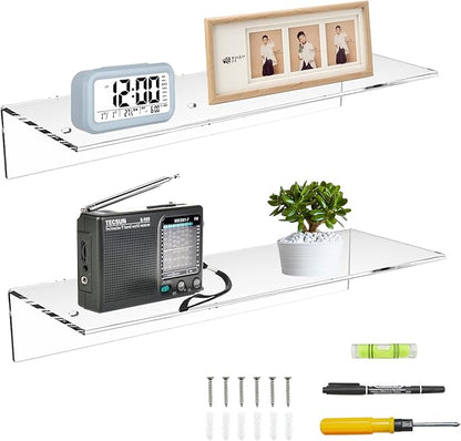 17 Inches Acrylic Shelves, Wall Mounted Shelves by Sezanrpt