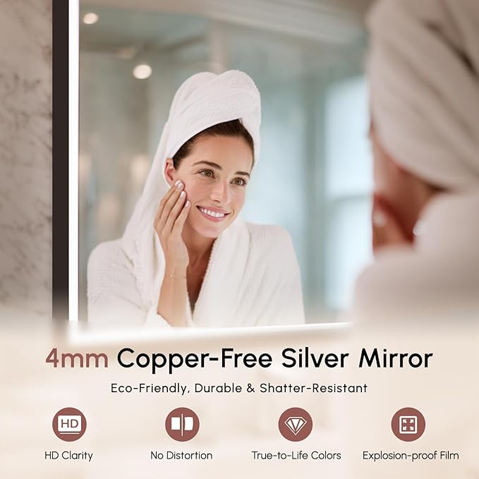 USHOWER 40X30 LED Bathroom Mirror - Image 7