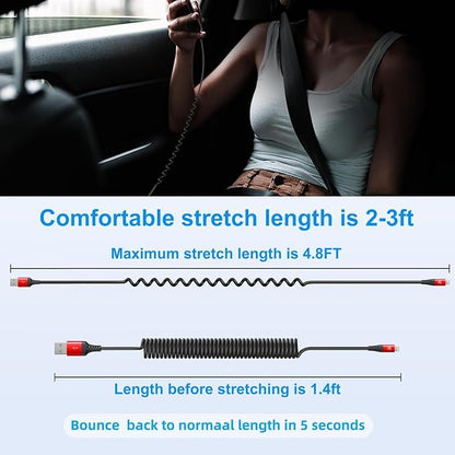 Coiled Lightning Cable, iPhone Charger Cable 3FT/6FT - Image 6