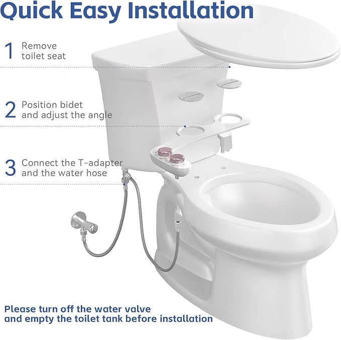 Bidet Attachment for Toilet, Self-Cleaning Dual Retractable Nozzles Bidet - Image 6