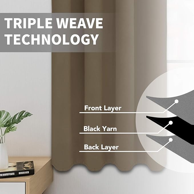 Easy-Going Blackout Curtains for Bedroom, Solid Thermal Insulated Grommet and - Image 3