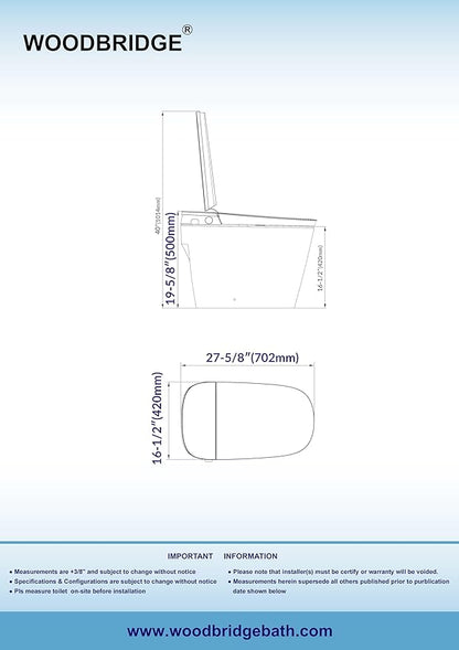 WOODBRIDGE Smart Toilet with Auto Open/Close, 1000g MaP Flush Score, Foam Shield - Image 16