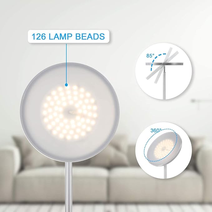 JOOFO Floor Lamp, 30W/2400LM Sky LED Modern Torchiere 3 Color Temperatures - Image 5