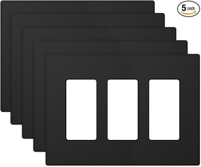 ELEGRP 3 Gang Screwless Decorative Wall Plates, Mid-Size Unbreakable by ELEGRP%7CELEGROUP