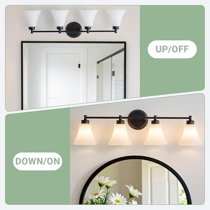 LOUSACE 4 Light Bathroom Vanity Light Matte Black Bathroom Lighting Fixtures - Image 7