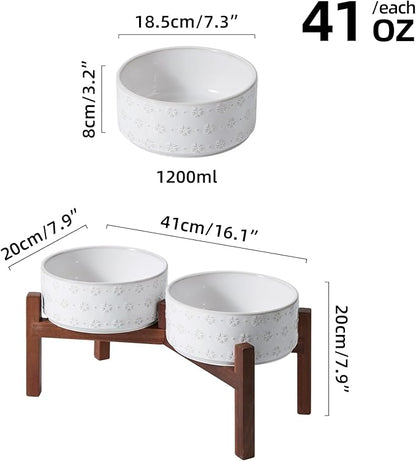 7.3inch Ceramic Raised Double Bowls Set - Image 2