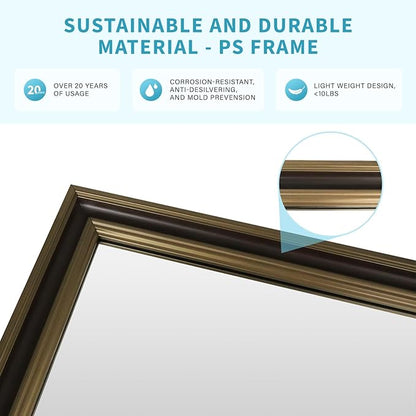 Retro Copper Effect Framed Wall Mirror, 30x36 Rectangle Mirror, - Image 4