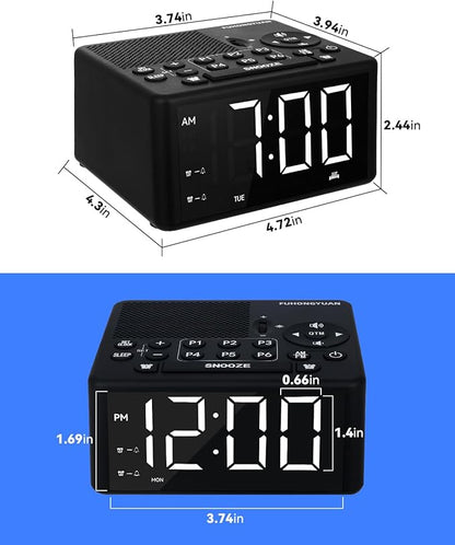 Digital Alarm Clock Radio with AM/FM Radio, Dual Weekday/Weekend Alarms - Image 2