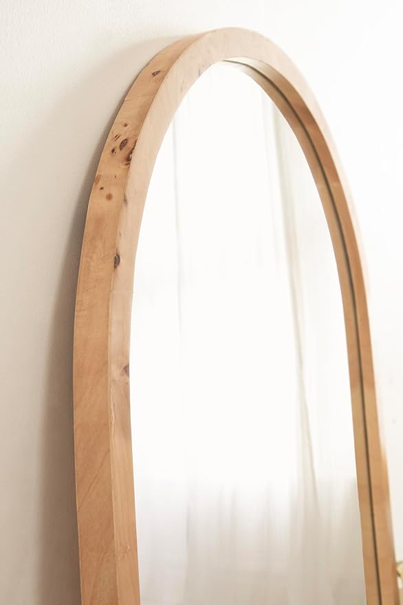 Kate and Laurel Burlock Modern Burlwood Arched Mirror, 22 x 32, Natural Wood - Image 5