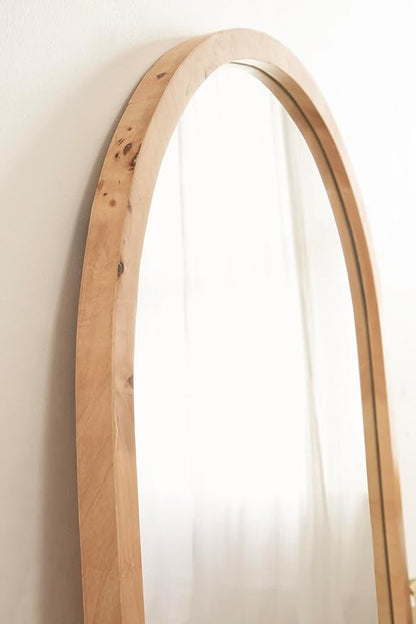 Kate and Laurel Burlock Modern Burlwood Arched Mirror, 22 x 32, Natural Wood - Image 5
