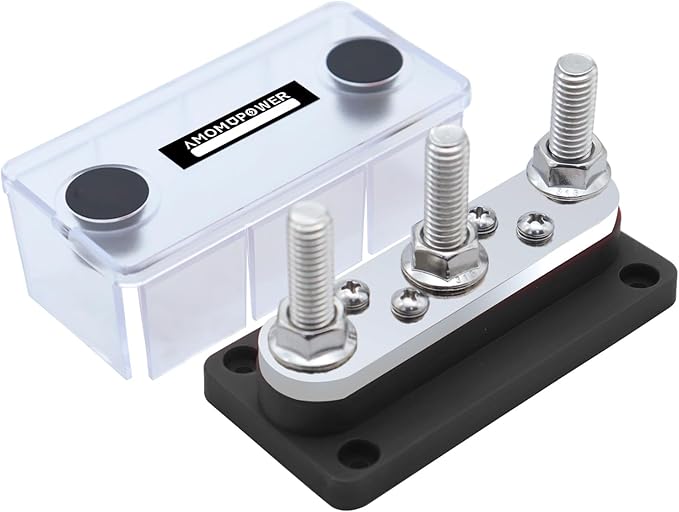 AMOMD 300A Bus Bars 3 Terminal Studs M10 4 8#-32 Screws Nickel Plated Copper by AMOMD