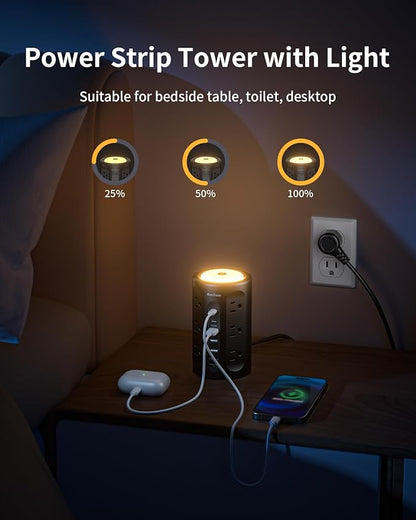 AnnTane Power Strip Tower with Night Light, Power Strip Surge Protector with - Image 5