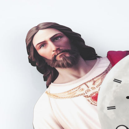 FLEBLE Wall Clock for Living Room Decor Jesus Clock Battery Operated Silent | Non Ticking Simple Minimalist Analog Clock Decorative for Kitchen,Home,Bedroom,Office Retro Jesus wall art Christian Gifts