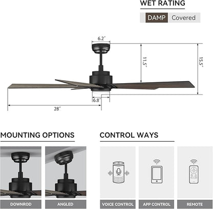 SMAAIR Smart Ceiling Fan with Light, 56inch Indoor and Outdoor ceiling fan with - Image 5
