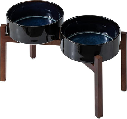 Ceramic 8.2inch Raised Double Dog Bowls Set by Havniva