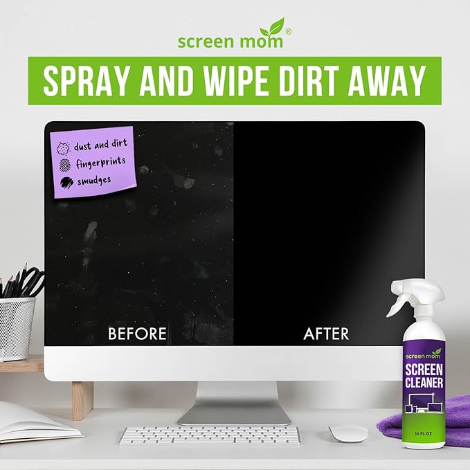 Screen Mom Screen Cleaner Spray and Microfiber Cloth 2-Pack Screen Cleaner - Image 4